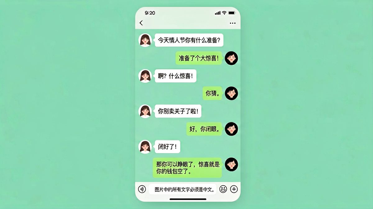 男生说准备了情人节大惊喜，结果让女生钱包清空。