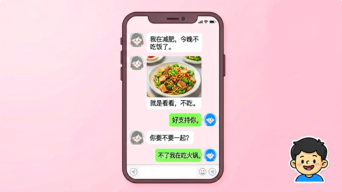 女生喊着减肥却拉着男友一起吃火锅，男友秒变脸：那我一个人在火锅里吃就好