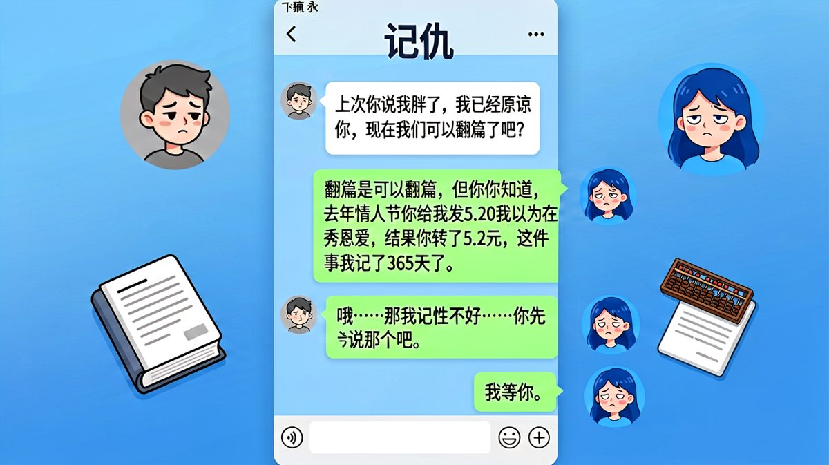 女生想翻篇说自己胖的事，男生反手掏出5.2元转账旧账本开始清算