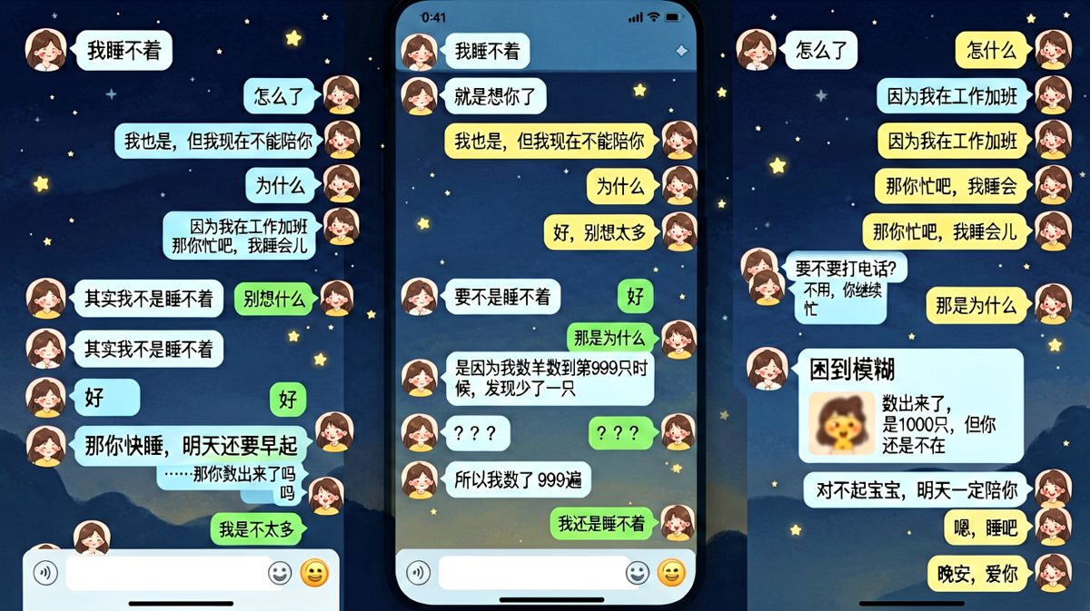 女生深夜撒娇想睡觉却数了一千只羊，最后男生被萌到道歉。