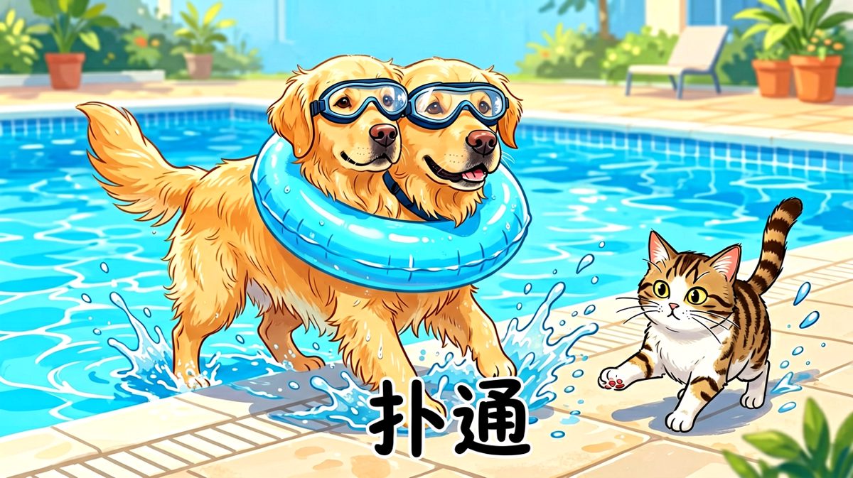 金毛：游泳这种事，重在心态，不在姿势