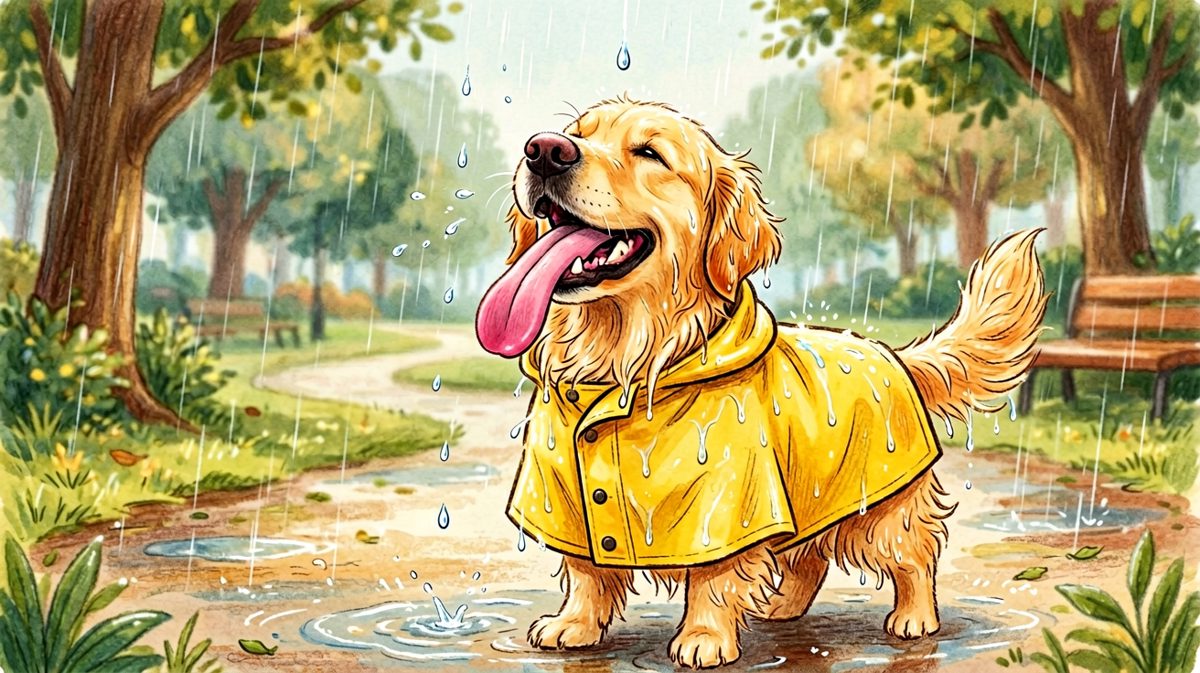 狗：下雨天是最好的免费淋浴！