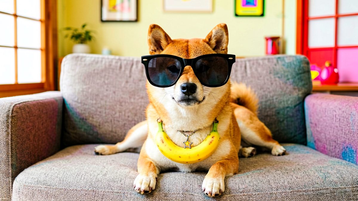 柴犬大佬出街：这条街，我罩的，连香蕉都是我的