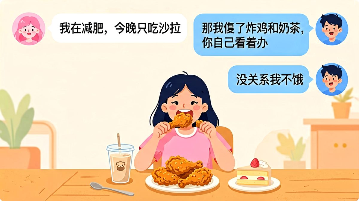 嘴上说减肥，身体却很诚实地啃炸鸡