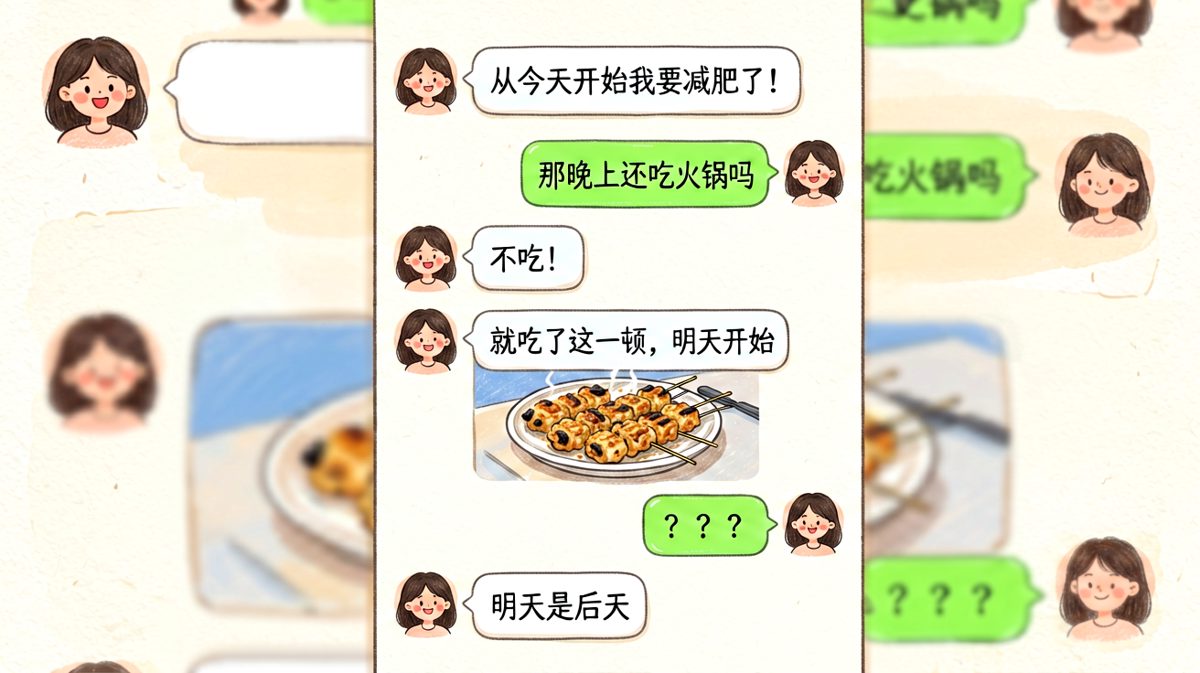 减肥flag连续被自己打脸，但明天一定开始。