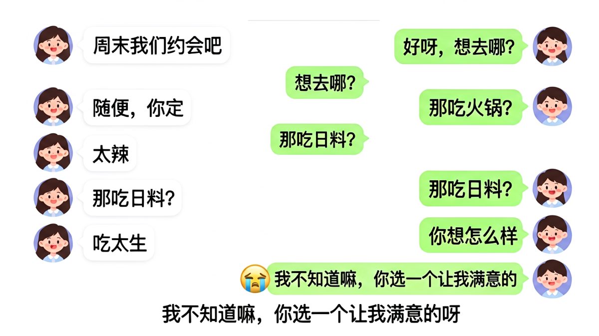 女生说随便，男生选啥都不对的神现场