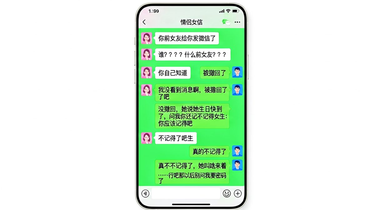 男生假装不记得前女友名字，女生当场取消他的密码共享资格