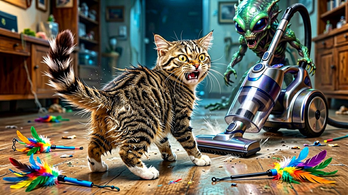 猫咪：这个会吼的红色怪兽又出现了！本喵绝不认输！