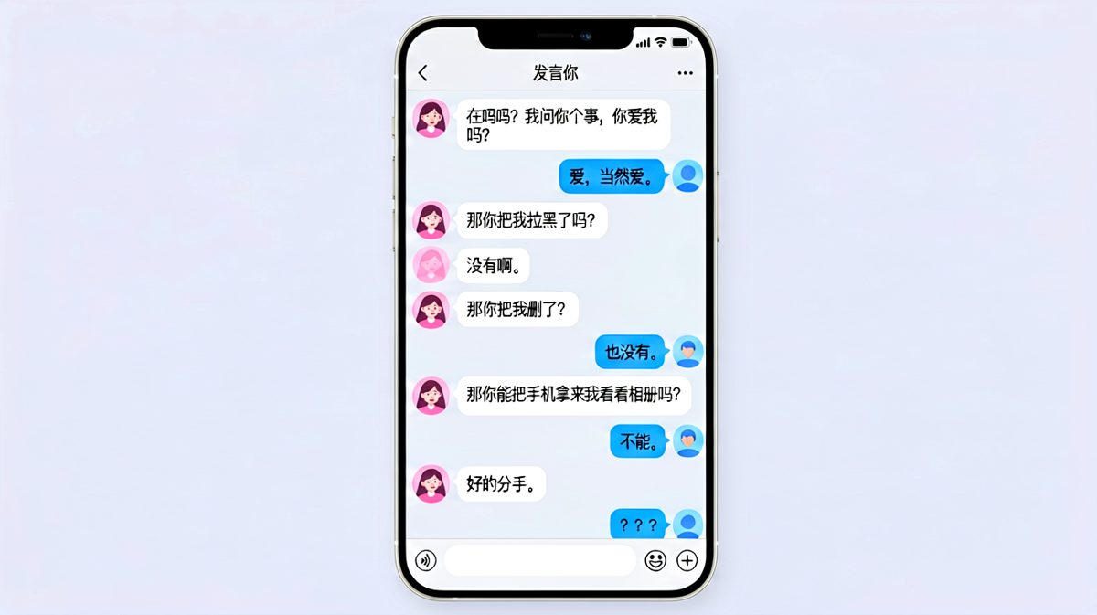 女生连环追问后突然提分手，男生一脸懵逼