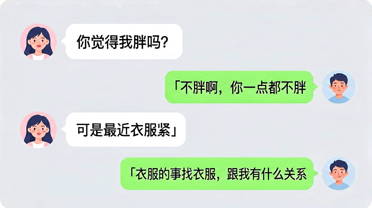 女生送命题，男生硬核作答把锅甩给衣服