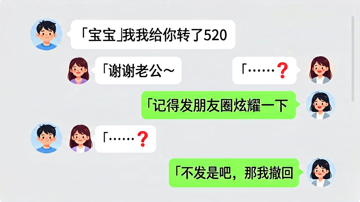 转账秒撤回，男生反向拿捏女生发朋友圈