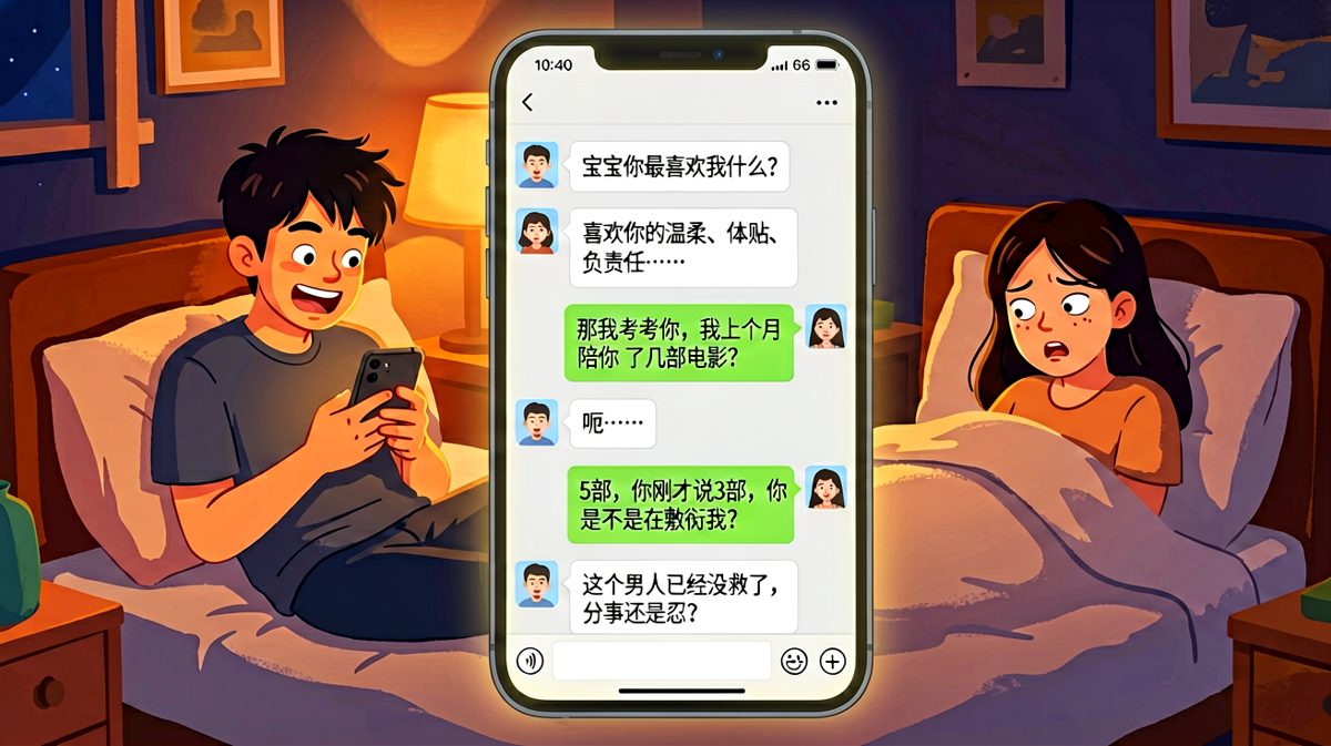 「你喜欢我什么？」经典送命题的反转——原来他在考我电影数量。