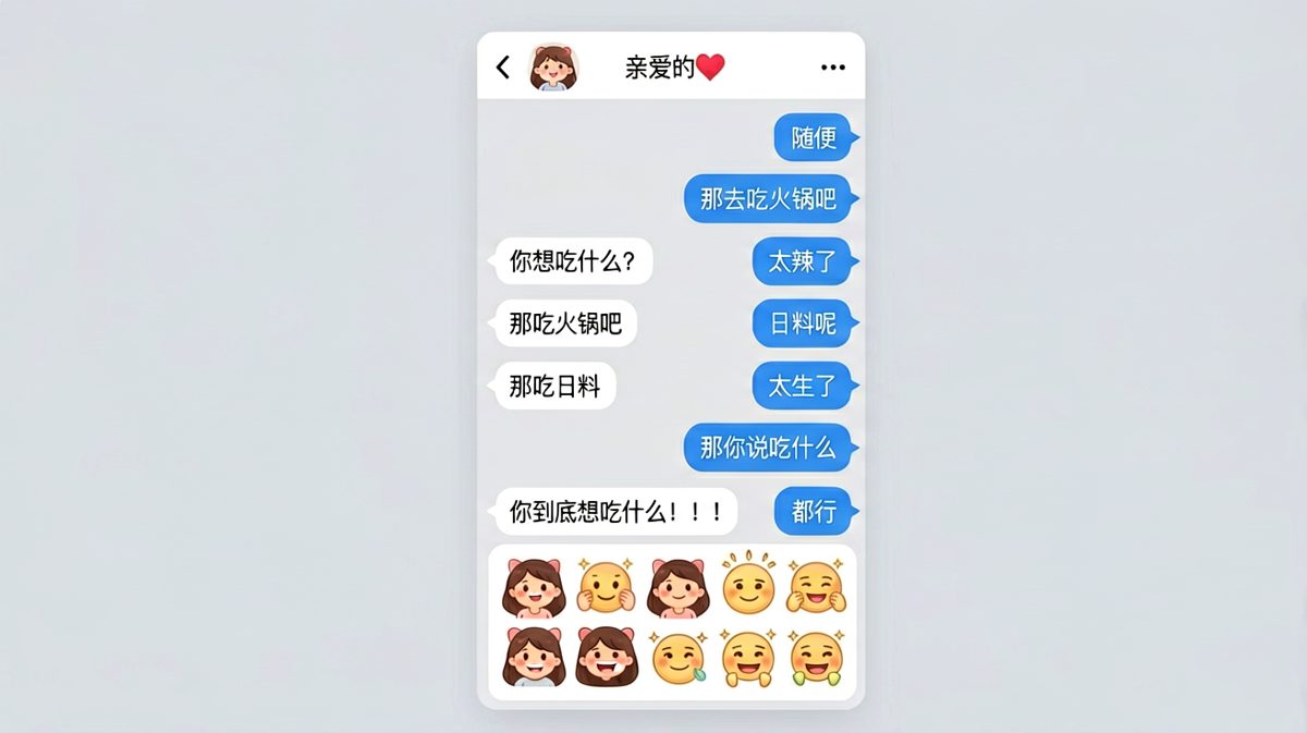 '随便'是情侣间最危险的词，男生用三次'不行'成功把自己送入万劫不复之地