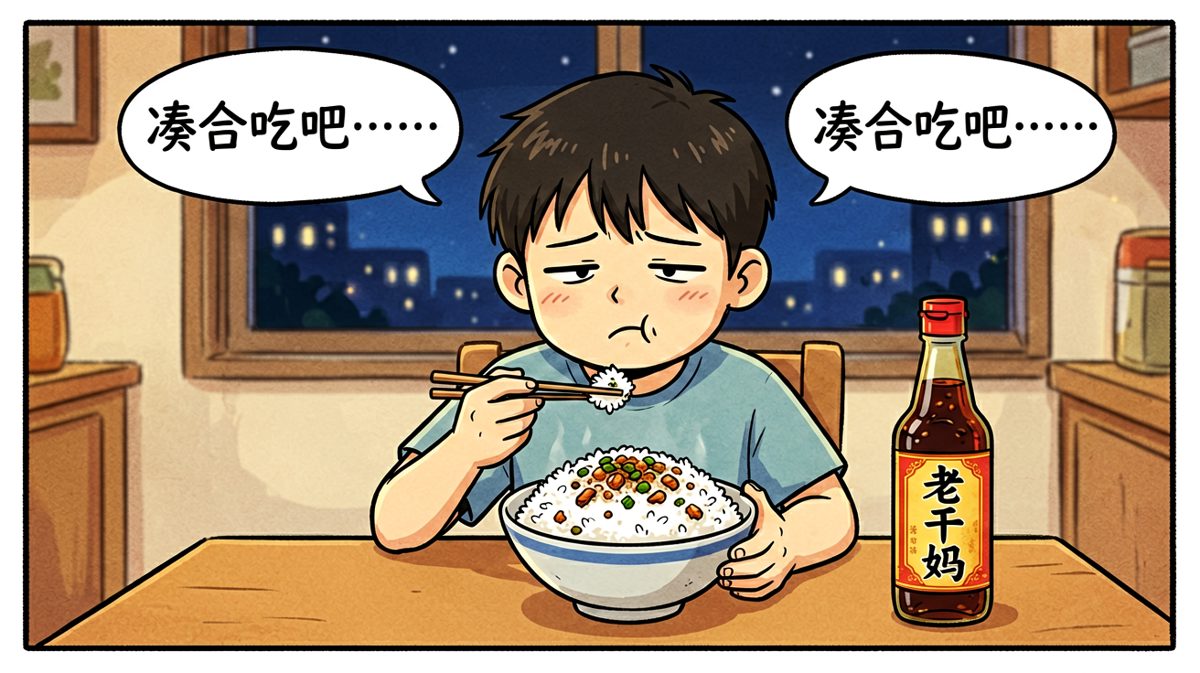 算了，今晚就吃老干妈拌饭吧