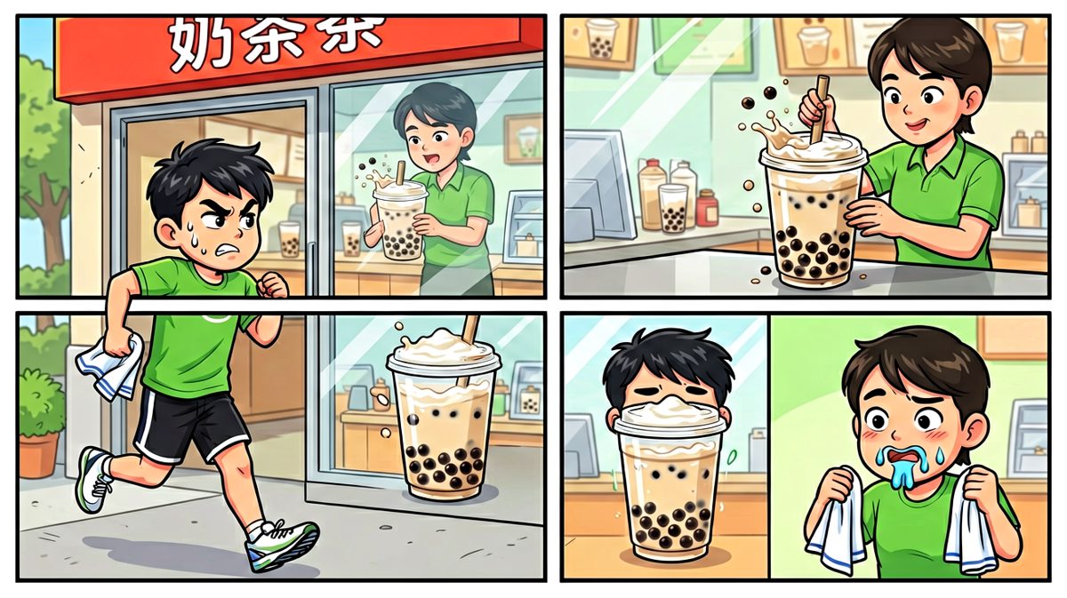 等等…先喝口奶茶补充能量！