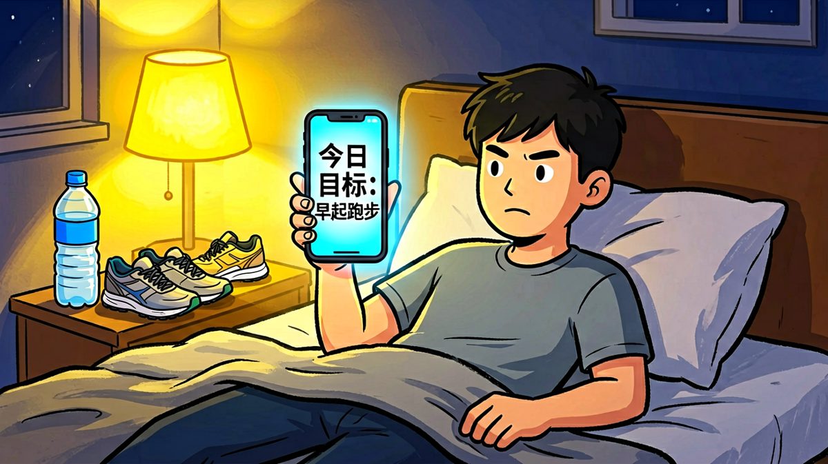 晚上雄心勃勃立下flag，誓要明天早起跑步。