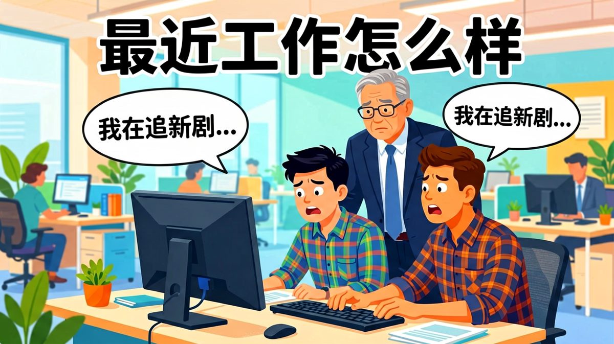 老板问员工工作进展，员工表面勤奋，实际在追剧摸鱼的神反转现场。