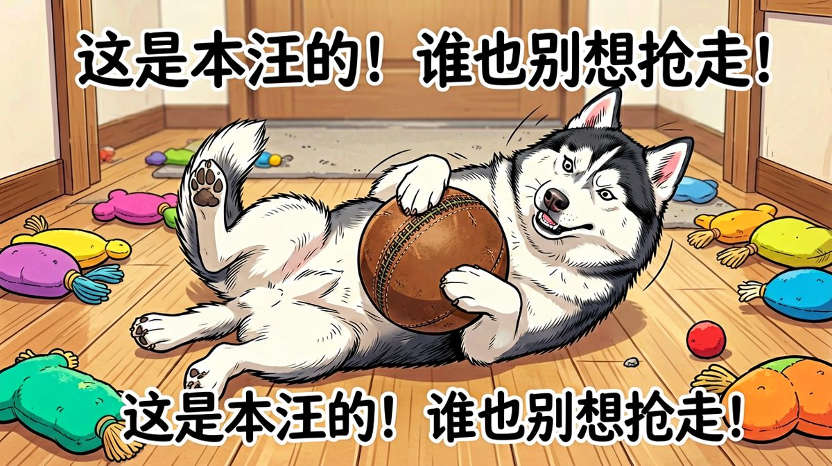 哈士奇护食的模样像极了在守护整个世界。