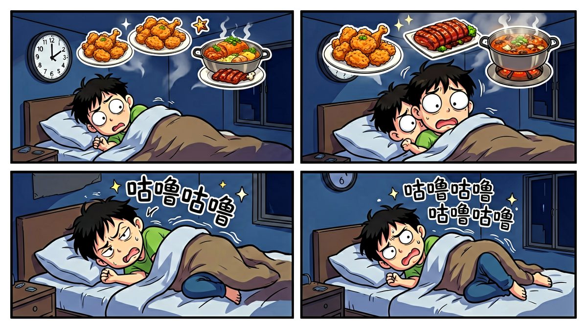 深夜饿得睡不着，脑海里全是美食在循环播放。