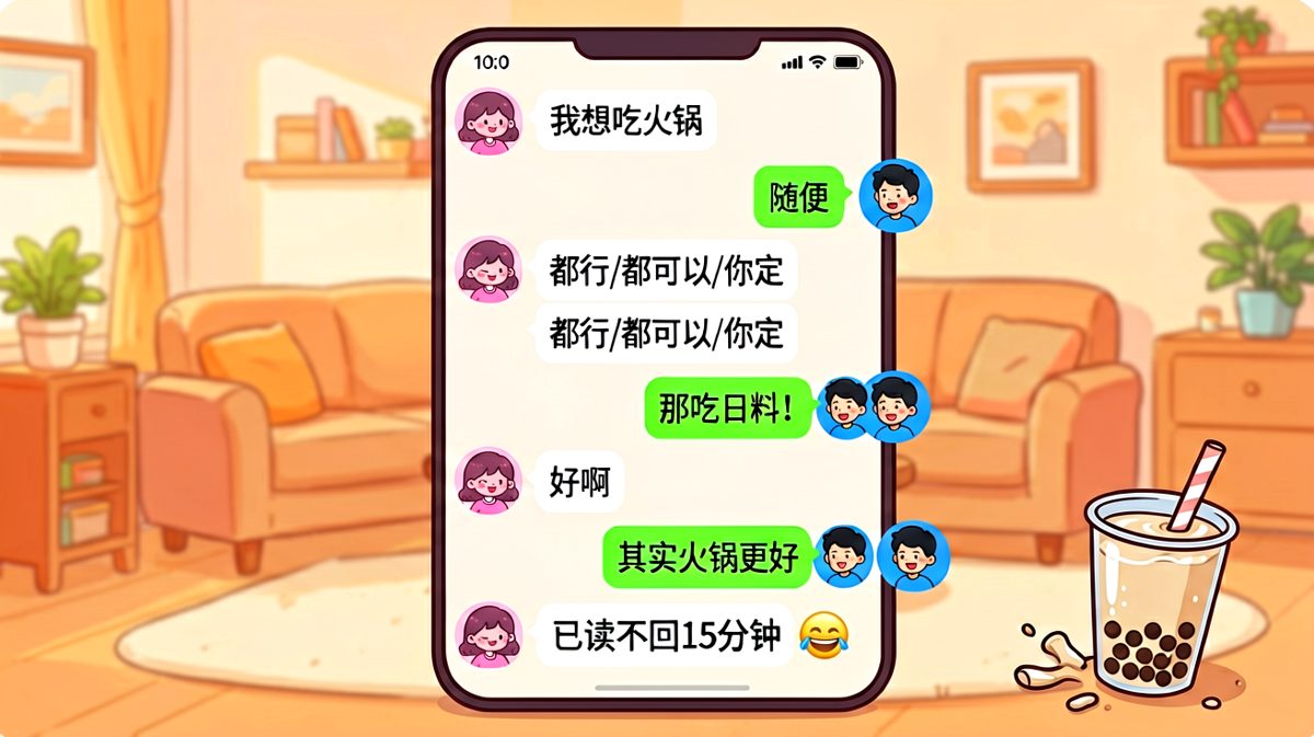 男生'随便'两次之后才想起来女生要吃火锅，经典反转