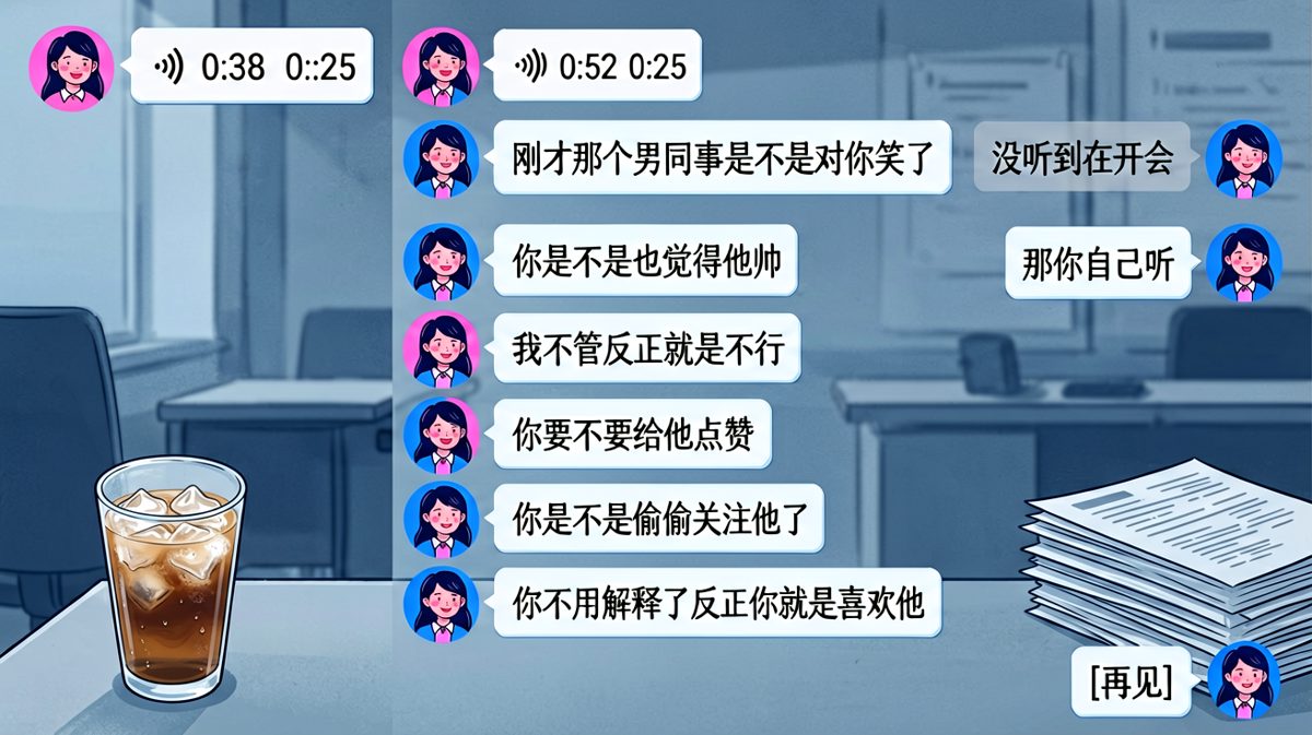 六条语音转文字全是指控，男生开会期间被远程审判