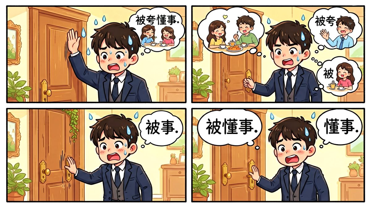 小明紧张又期待地来到女友家门口