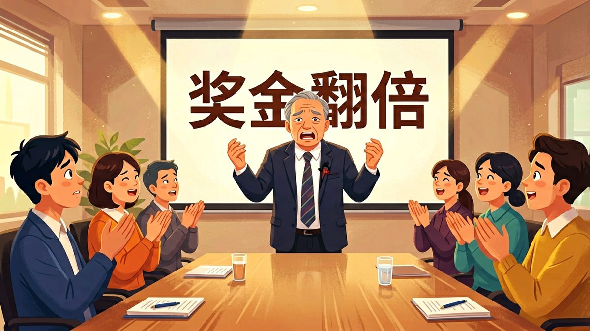 老板：今年大家辛苦，奖金翻倍！全场欢呼。员工：翻倍是乘以二吧？老板：对，翻一倍就是除以二，懂的都懂。全员沉默。