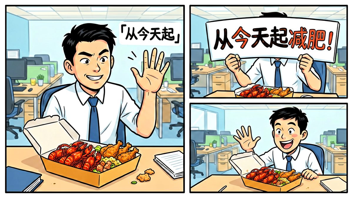 主角信誓旦旦宣布开始减肥