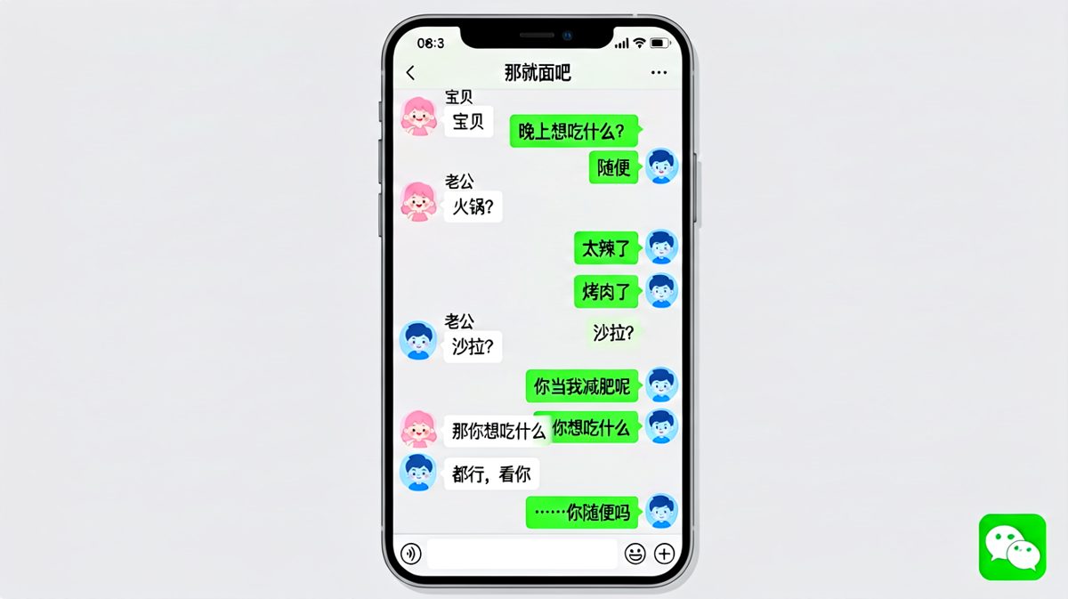 女生说'随便'引发男生的终极崩溃——最终选择吃面，被女生灵魂反问