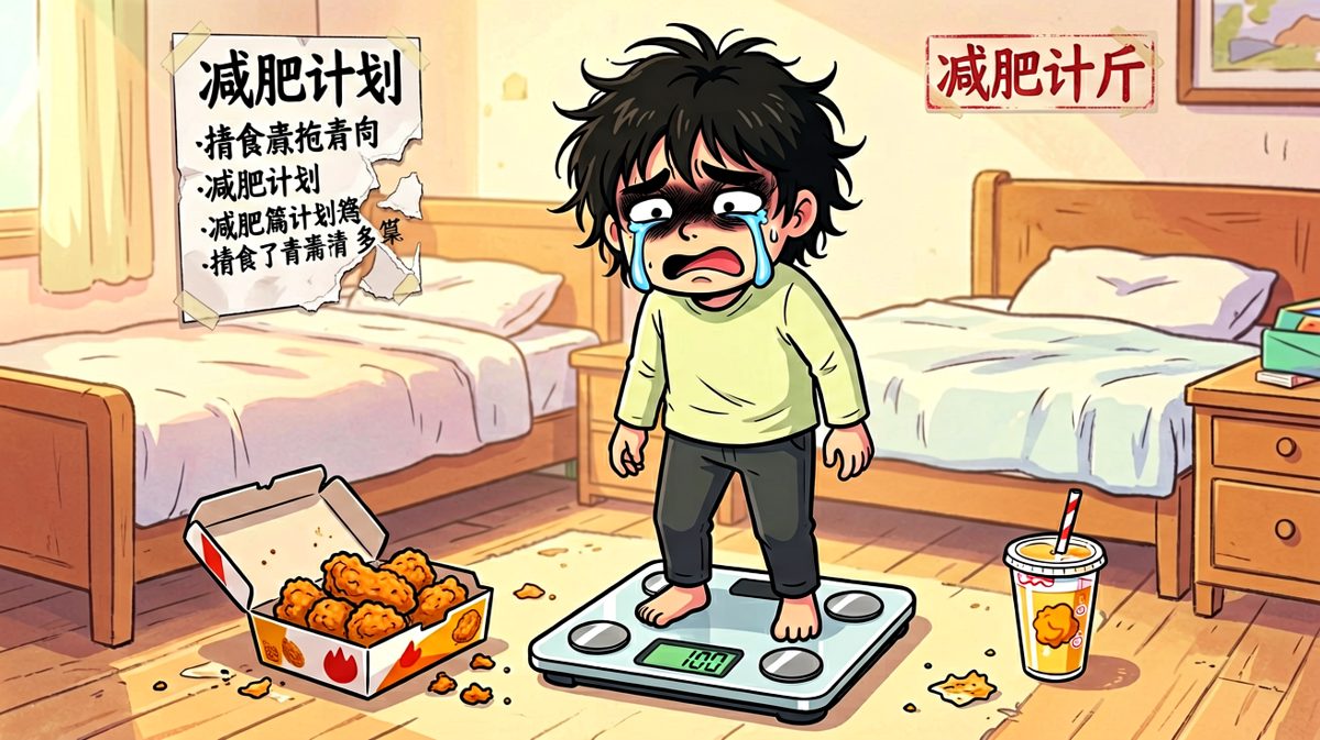 第二天上秤，主角泪崩——减肥第一天就失败了