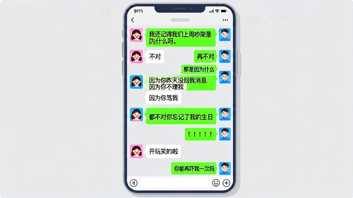 男朋友猜吵架原因全程跑偏，最后一句话让他社死