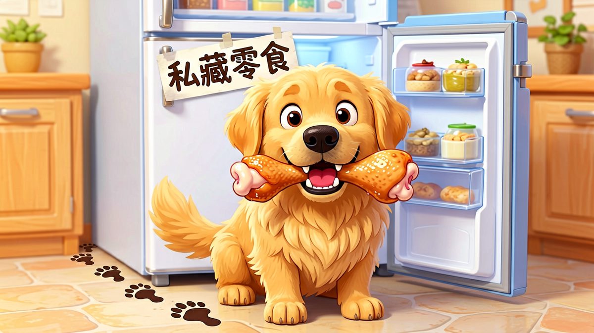 狗狗：不是我吃的，是冰箱自己动了一下。