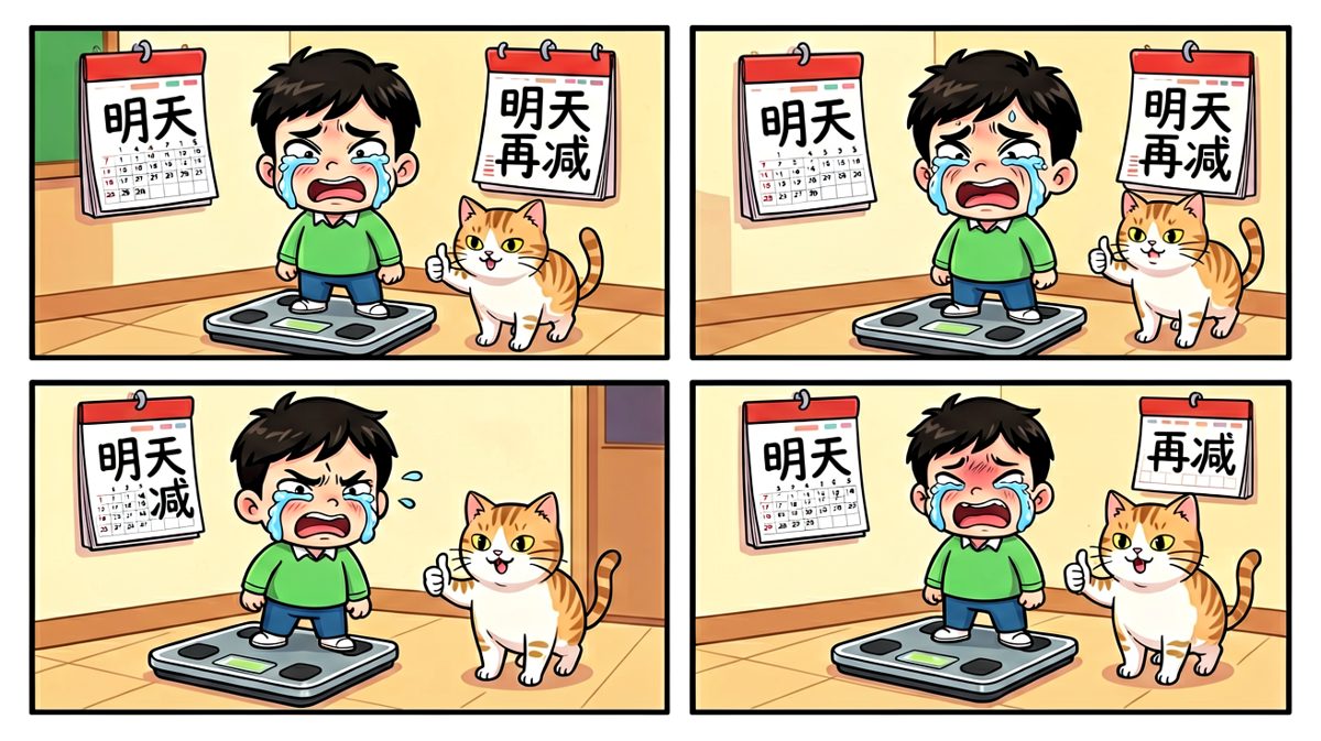 体重回升，但主角已经有了新的计划：明天再减。
