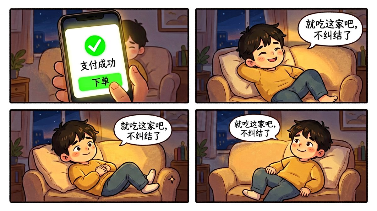 终于决定点了一家，点击付款的瞬间无比爽快