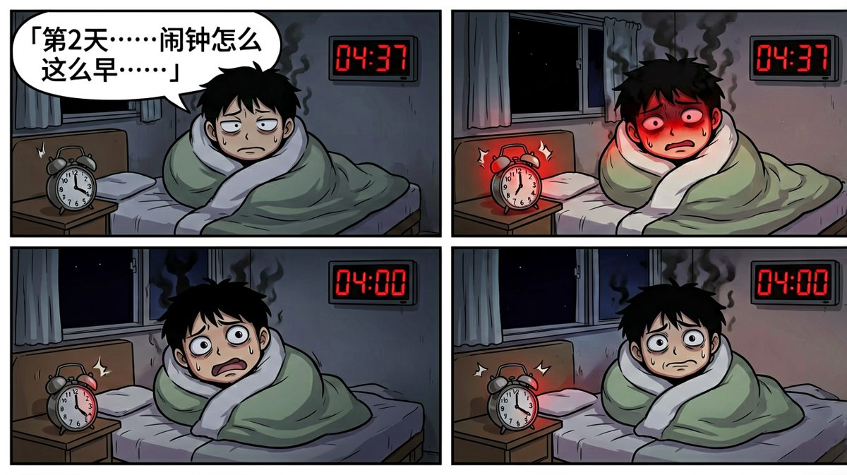 热血未凉，困意先至，小明开始怀疑人生。