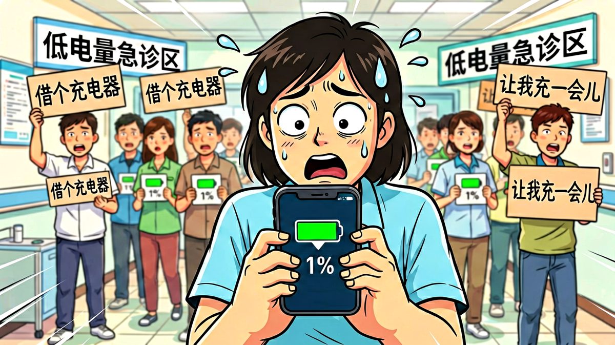 手机电量1%，比人生还慌。