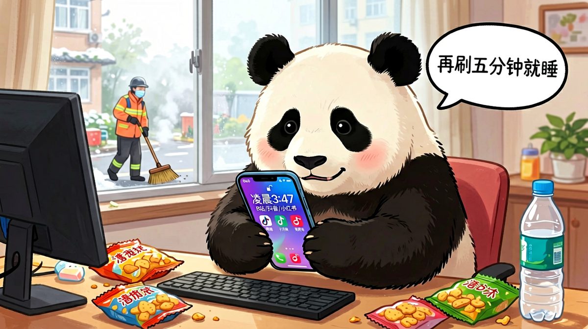 熬夜冠军的宣言：明天一定早睡（第365次说谎）。