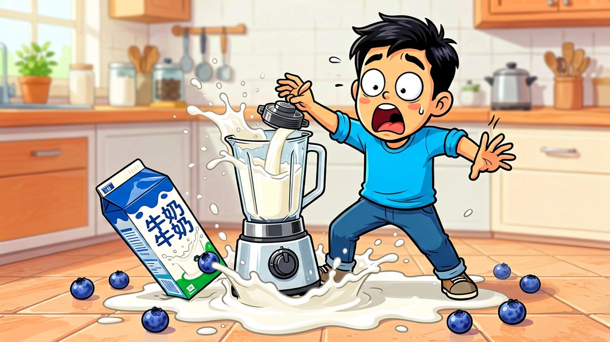 第三格：意外突现！牛奶全军覆没……