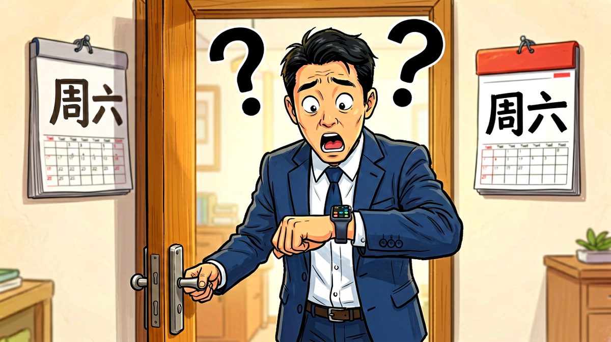 看清日期——今天居然是周六！
