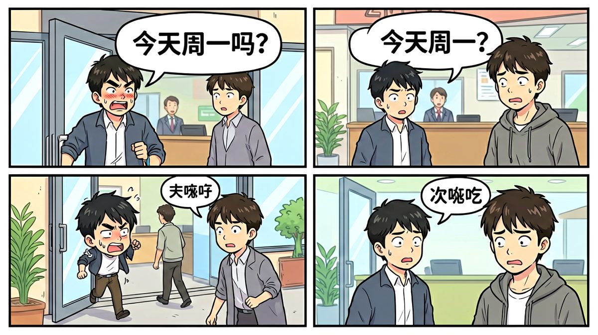 同事淡淡一句：'兄弟，今天是周六……'