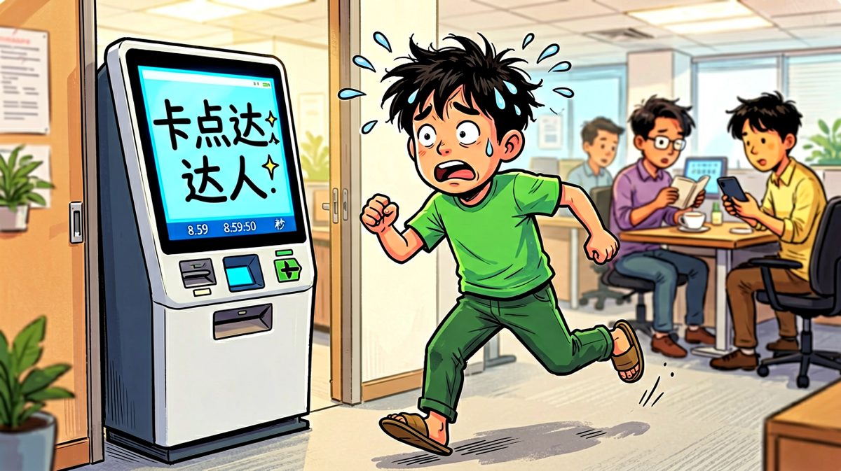 千钧一发之际冲向打卡机