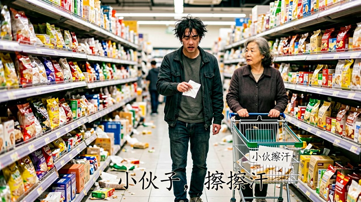 阿姨递来纸巾并留下神来之句