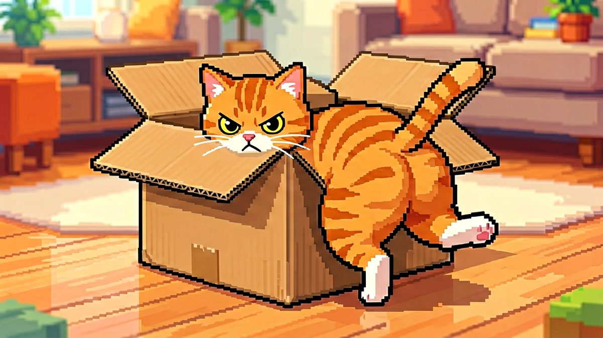 这只猫坚信自己可以变成液体，可惜箱子不这么认为。