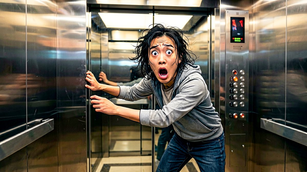 用力一推，发现门根本没开——社死现场。