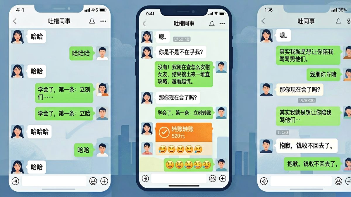 我倾诉委屈，你选择转账，结果钱退不回来了。