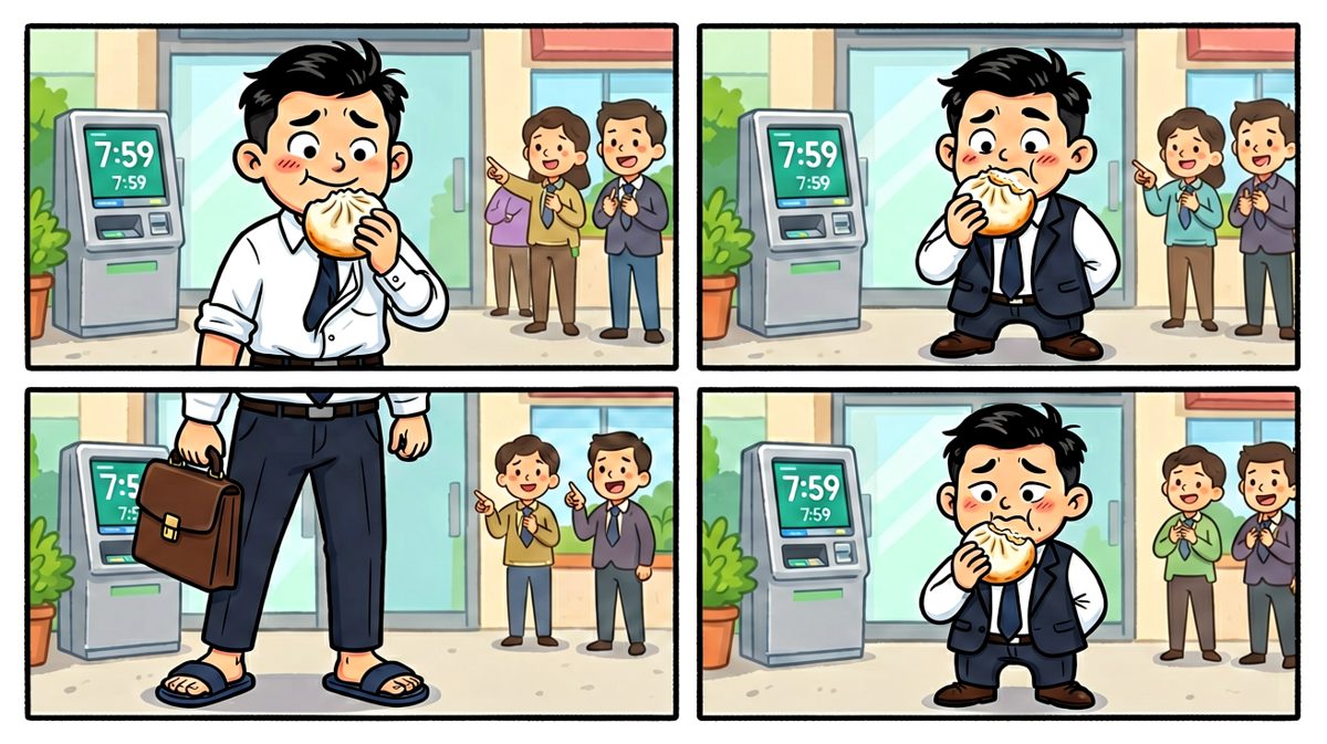 虽勉强赶上打卡，但造型已经彻底崩坏了