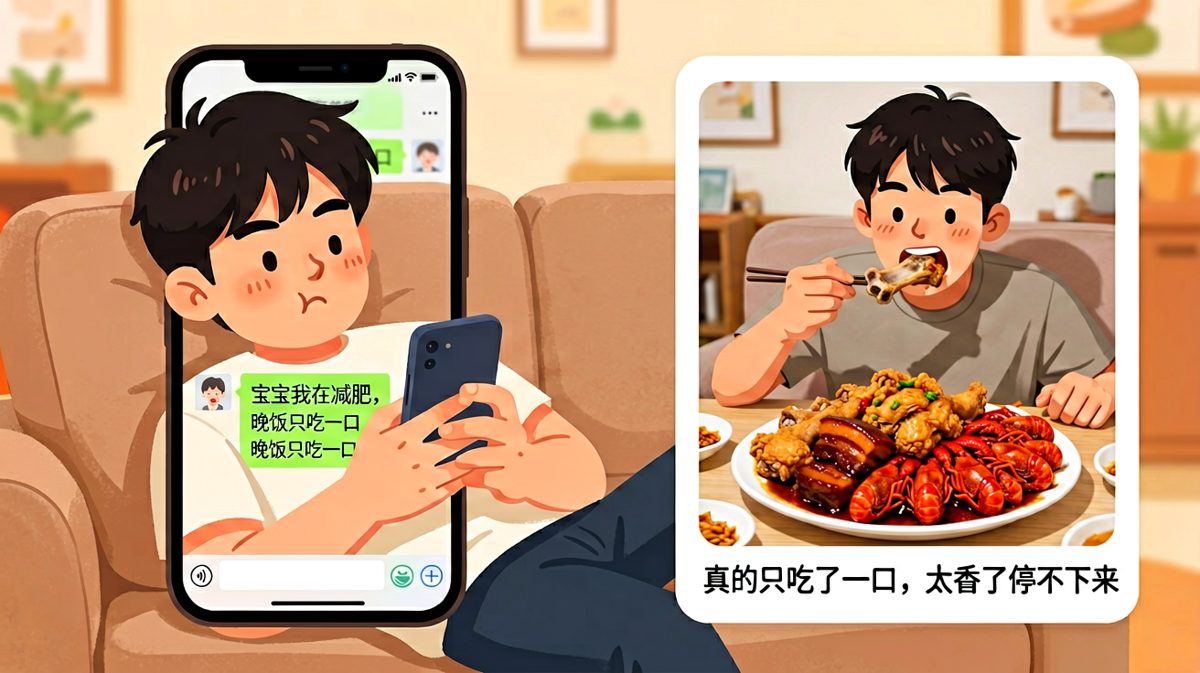 嘴上说减肥只吃一口，身体却很诚实地把桌扫空了。