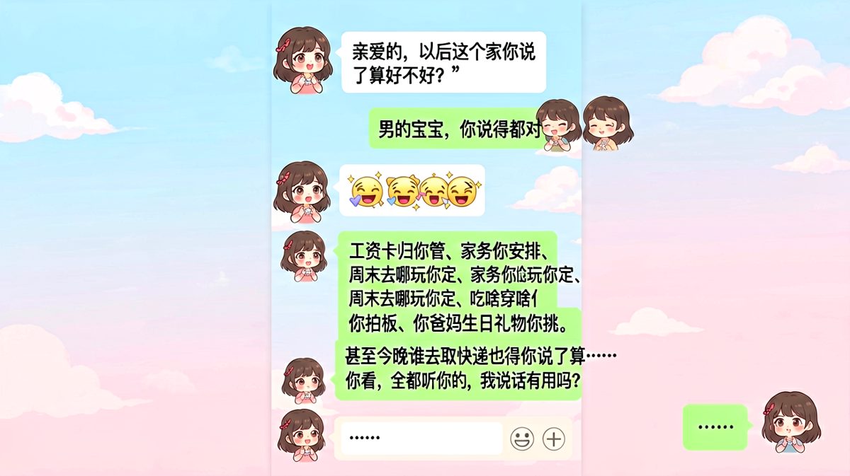 表面全盘投降，实际句句在刺，'你都说了算'的精髓拿捏了。