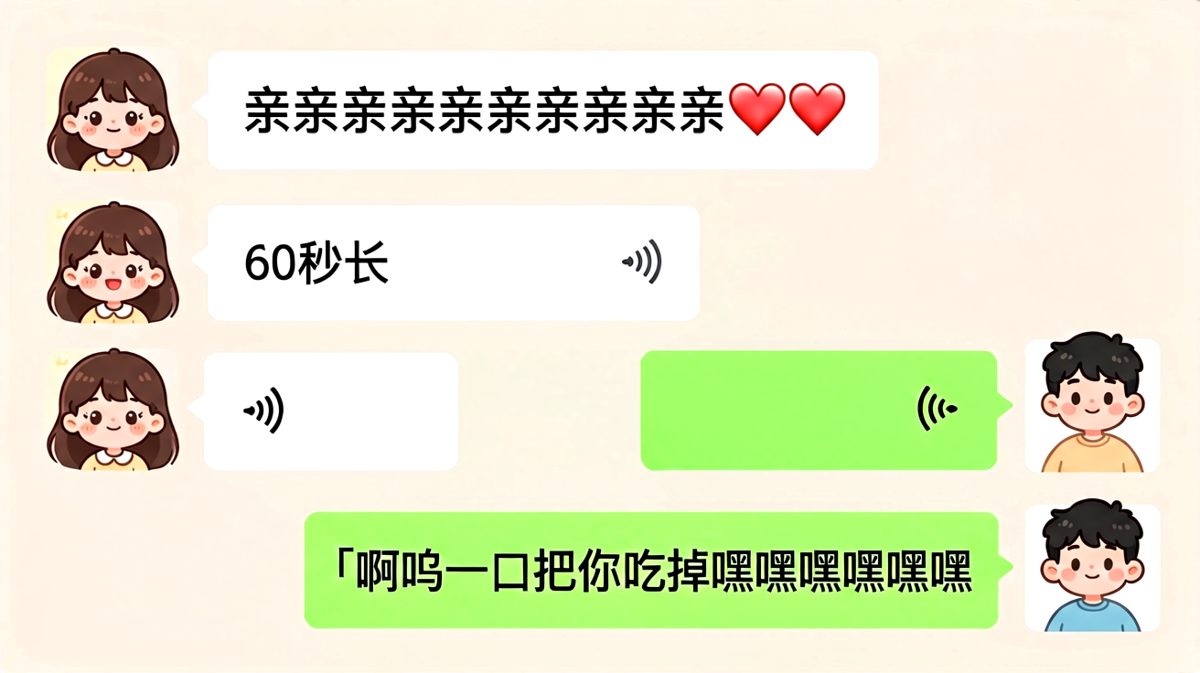 女生刷屏亲亲，男生用一条语音完美终结话题