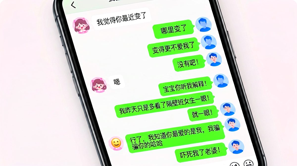 女生假装说男生变了，把男生吓到崩溃求饶后才发现是玩笑